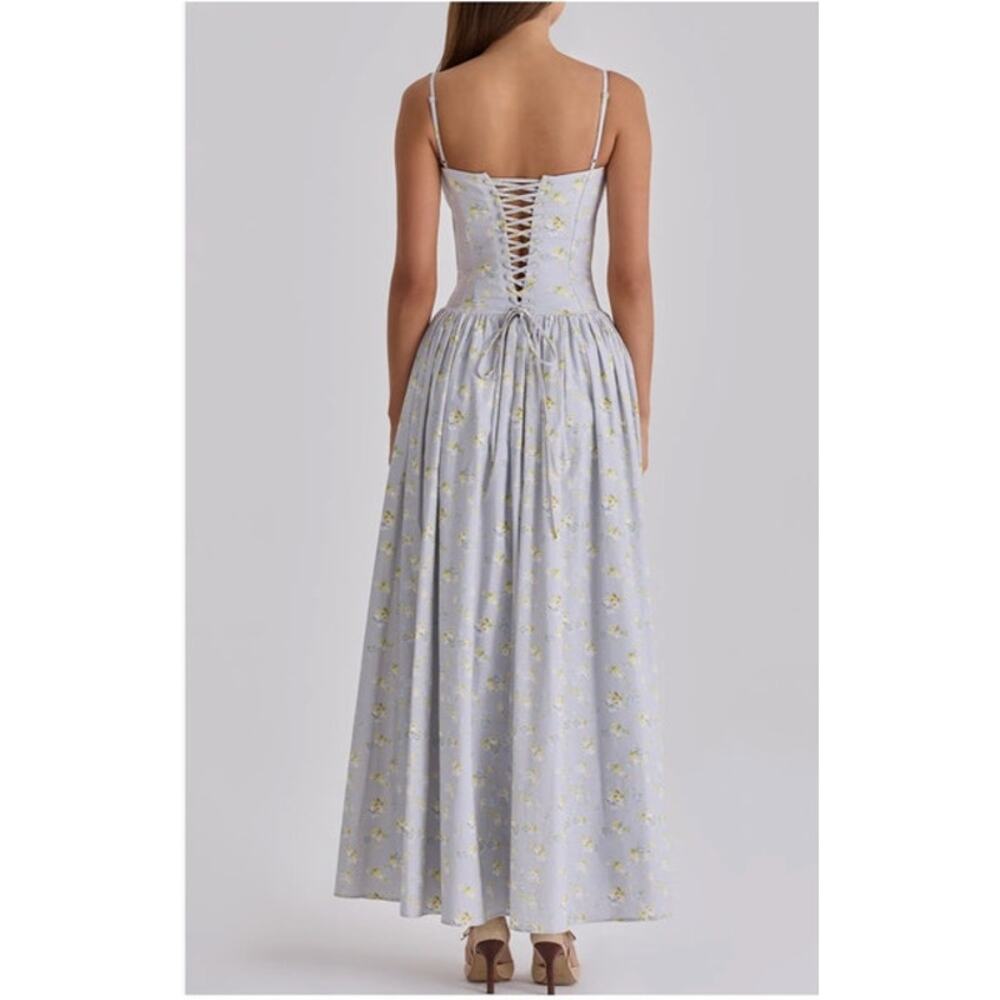 HOUSE OF CB Sz M Medium Bigger Cup Blue Dress Rona Blue Floral Corset - Picture 9 of 11